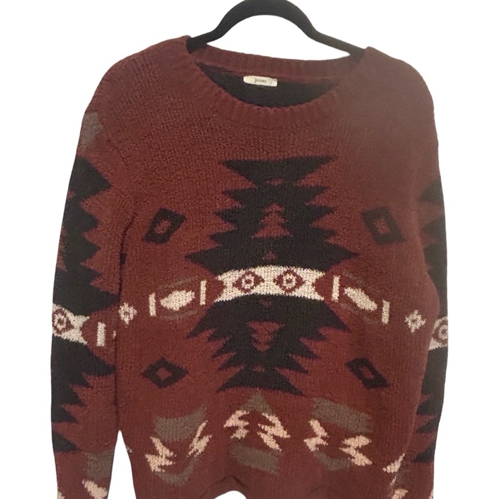 JODIFL Rust and and Black Knit Sweater Oversized Medium